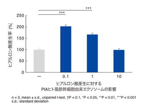 ヒアルロン酸産⽣に対するPIAヒト脂肪幹細胞由来エクソソームの影響